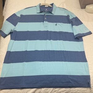 Johnnie-O Men's Blue Striped Polo Shirt - Light & Dark Blue Size XL